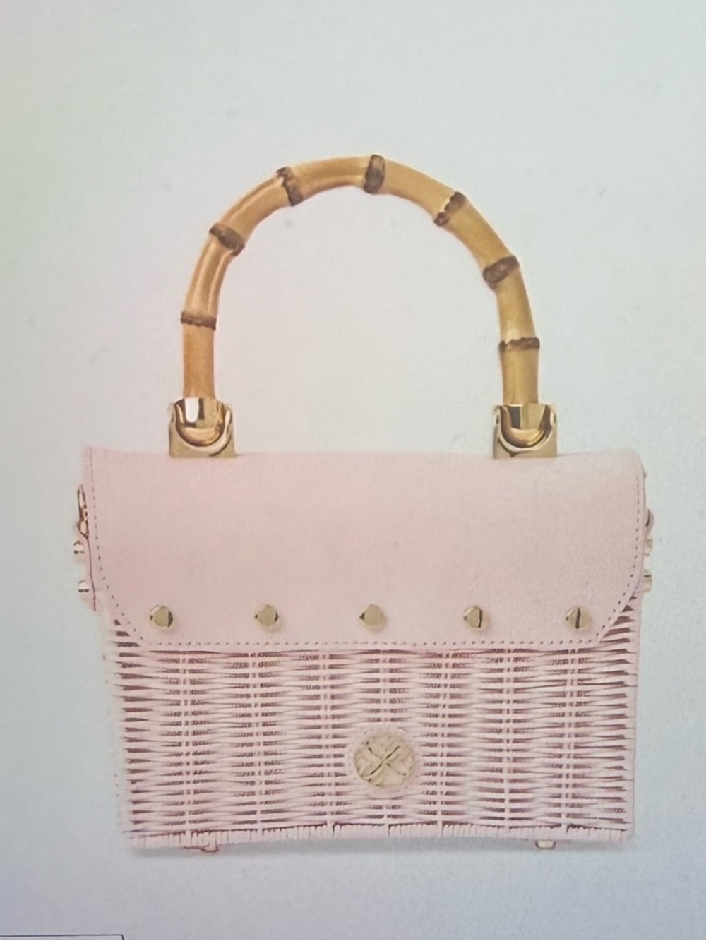 Lilly Pulitzer, NWT, SOLD OUT Pink muse Woven Crossbody Bag with Bamboo Handle - Picture 7 of 11